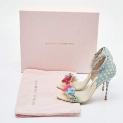 Pre Owned Sophia Webster Multicolor Leather Lilico Floral Embellished Ankle Strap Sandals Size 37