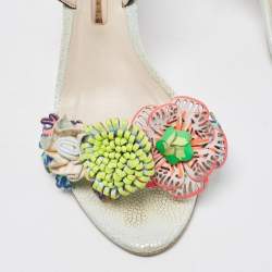 Pre Owned Sophia Webster Multicolor Leather Lilico Underwater Floral Embellished Ankle Strap Sandals Size 38.5