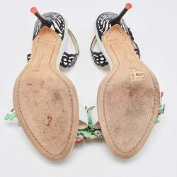 Pre Owned Sophia Webster Multicolor Leather Lilico Underwater Floral Embellished Ankle Strap Sandals Size 38.5