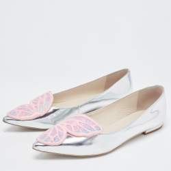 Sophia Webster Silver Leather Bibi Butterfly Ballet Flats Size 39.5
