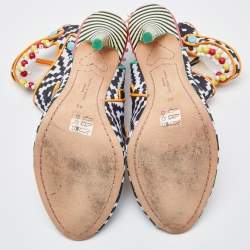 Sophia Webster Multicolor Fabric Cut Out Beaded Caged Sandals Size 40