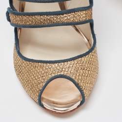 Pre Owned Sophia Webster Gold Glitter Strappy Sandals Size 36.5