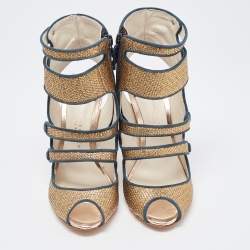 Pre Owned Sophia Webster Gold Glitter Strappy Sandals Size 36.5