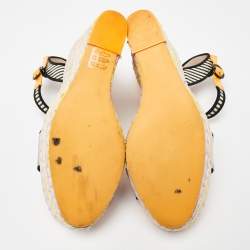 Pre Owned Sophia Webster Multicolor Suede and Striped Leather Lucita Wedge Sandals Size 39.5