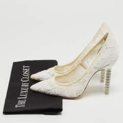 Sophia Webster White Lace Coco Crystal Pumps Size 36