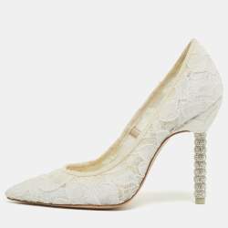 Sophia Webster White Lace Coco Crystal Pumps Size 36