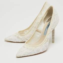 Sophia Webster White Lace Coco Crystal Pumps Size 36