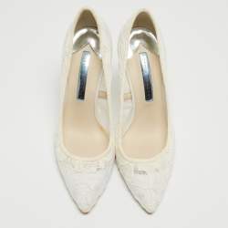 Sophia Webster White Lace Coco Crystal Pumps Size 36