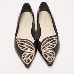 Sophia Webster Black Leather Bibi Butterfly Ballet Flats Size 38