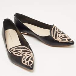 Sophia Webster Black Leather Bibi Butterfly Ballet Flats Size 38