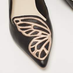 Sophia Webster Black Leather Bibi Butterfly Ballet Flats Size 38