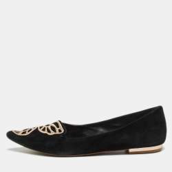 Sophia Webster Black/Rose Gold Suede Bibi Butterfly Ballet Flats Size 37