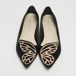 Sophia Webster Black/Rose Gold Suede Bibi Butterfly Ballet Flats Size 37