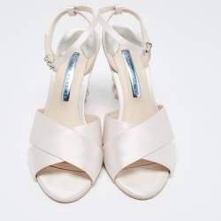 Sophia Webster Light Pink Satin Criss Cross Ankle Strap Sandals Size 39.5