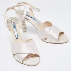 Sophia Webster Light Pink Satin Criss Cross Ankle Strap Sandals Size 39.5