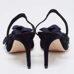 Pre Owned Sophia Webster Black Suede and Glitter Elastic Pumps Size 39