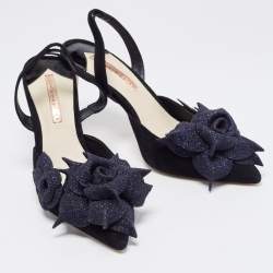 Pre Owned Sophia Webster Black Suede and Glitter Elastic Pumps Size 39