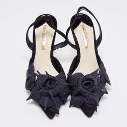 Pre Owned Sophia Webster Black Suede and Glitter Elastic Pumps Size 39