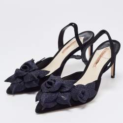 Pre Owned Sophia Webster Black Suede and Glitter Elastic Pumps Size 39