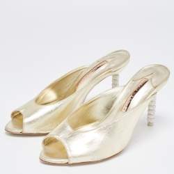 Sophia Webster Metallic Gold Leather Mules Size 38.5