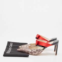 Pre Owned Sophia Webster Multicolor Satin and Patent Bow Mules Size 39