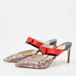 Pre Owned Sophia Webster Multicolor Satin and Patent Bow Mules Size 39