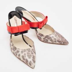 Pre Owned Sophia Webster Multicolor Satin and Patent Bow Mules Size 39