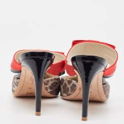 Pre Owned Sophia Webster Multicolor Satin and Patent Bow Mules Size 39