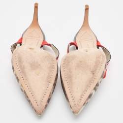 Pre Owned Sophia Webster Multicolor Satin and Patent Bow Mules Size 39