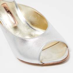 Pre Owned Sophia Webster Silver Leather Mules Size 39