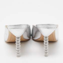 Pre Owned Sophia Webster Silver Leather Mules Size 39