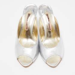 Pre Owned Sophia Webster Silver Leather Mules Size 39