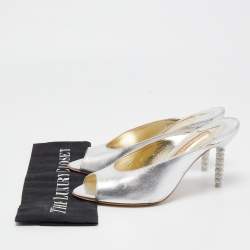 Pre Owned Sophia Webster Silver Leather Mules Size 39