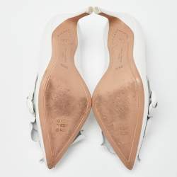 Pre Owned Sophia Webster White Leather Jumbo Lilico Floral Applique Pumps Size 35.5