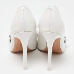 Pre Owned Sophia Webster White Leather Jumbo Lilico Floral Applique Pumps Size 35.5