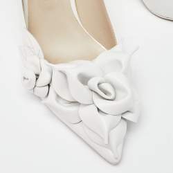 Pre Owned Sophia Webster White Leather Jumbo Lilico Floral Applique Pumps Size 35.5