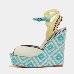 Sophia Webster Multicolor Printed Leather Wedge Sandals Size 36