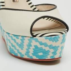 Sophia Webster Multicolor Printed Leather Wedge Sandals Size 36