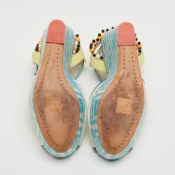 Sophia Webster Multicolor Printed Leather Wedge Sandals Size 36