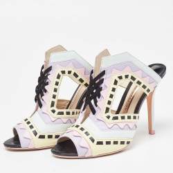 Pre Owned Sophia Webster Multicolor Leather Riko Pastel Mules Size 38.5
