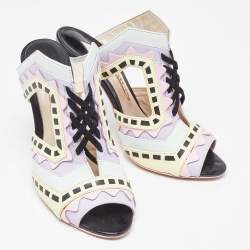 Pre Owned Sophia Webster Multicolor Leather Riko Pastel Mules Size 38.5