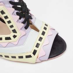 Pre Owned Sophia Webster Multicolor Leather Riko Pastel Mules Size 38.5
