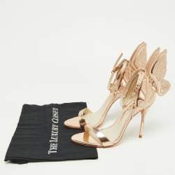 Pre Owned Sophia Webster Rose Gold Embroidered Leather Chiara Butterfly Ankle Strap Sandals Size 37.5