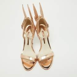 Pre Owned Sophia Webster Rose Gold Embroidered Leather Chiara Butterfly Ankle Strap Sandals Size 37.5