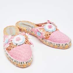 Sophia Webster Pink Raffia Mule Espadrilles Size 41.5