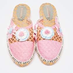 Sophia Webster Pink Raffia Mule Espadrilles Size 41.5
