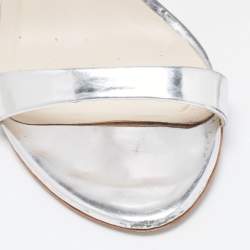 Pre Owned Sophia Webster Silver Patent Rosalind Ankle Strap Sandals Size 38.5