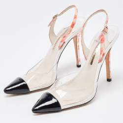 Sophia Webster Tricolor Patent and PVC Animal Print Slingback Pumps Size 39