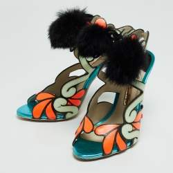 Pre Owned Sophia Webster Multicolor Leather Riko Ankle Tie Sandals Size 37.5