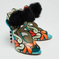 Pre Owned Sophia Webster Multicolor Leather Riko Ankle Tie Sandals Size 37.5